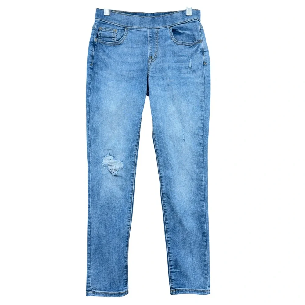 Cat & Jack Jegging Kids 14 Cotton Blend Blue Distressed Pull On Jeans